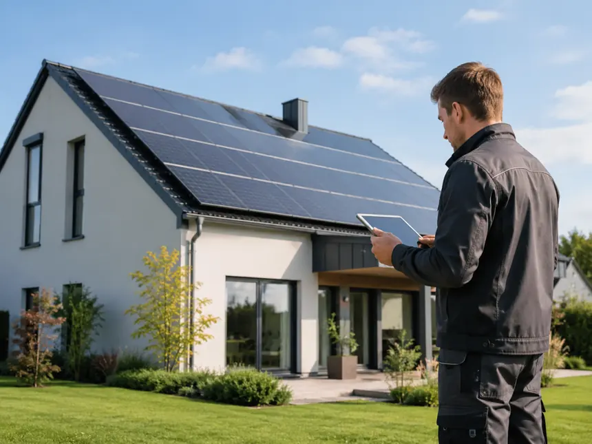 Moderne PV-Anlage auf einem Wohnhaus